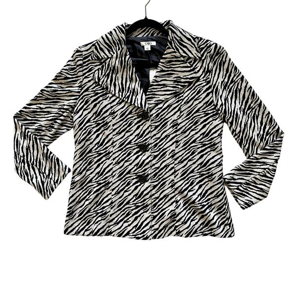 Cato Jacket Blazer Zebra Striped Button Up Animal Print Safari Size Large NWT - Picture 1 of 14